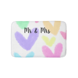 Heart simple minimal text style wedding Mr & mrs c Bath Mat