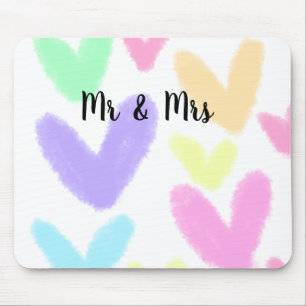 Heart simple minimal text style wedding Mr & mrs c Mouse Mat