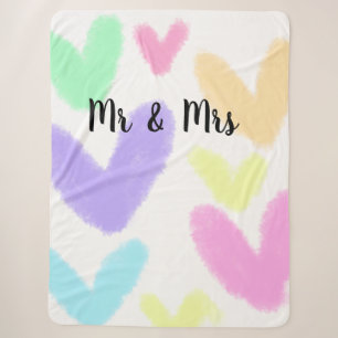 Heart simple minimal text style wedding Mr & mrs c Sherpa Blanket