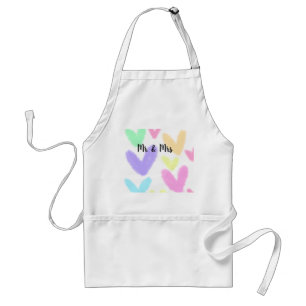 Heart simple minimal text style wedding Mr & mrs c Standard Apron
