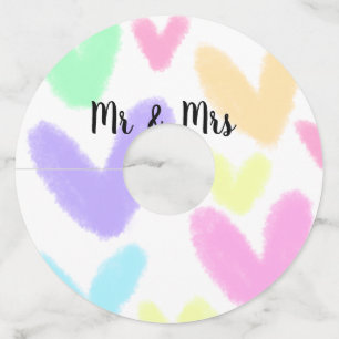 Heart simple minimal text style wedding Mr & mrs c Wine Glass Tag