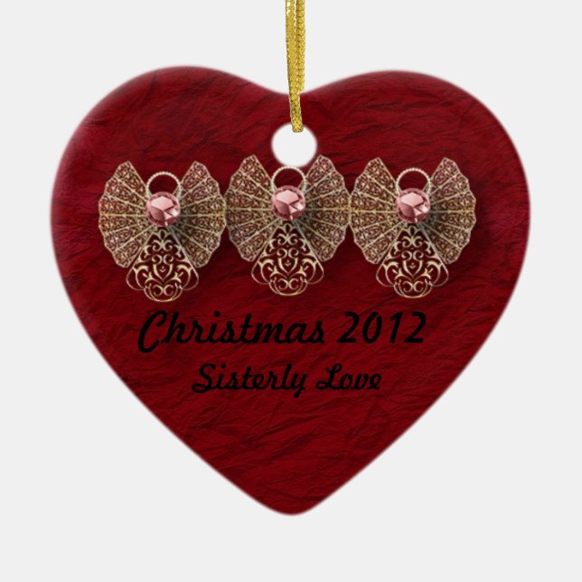 Heart Sisterly Love Personalised Ornament (Front)