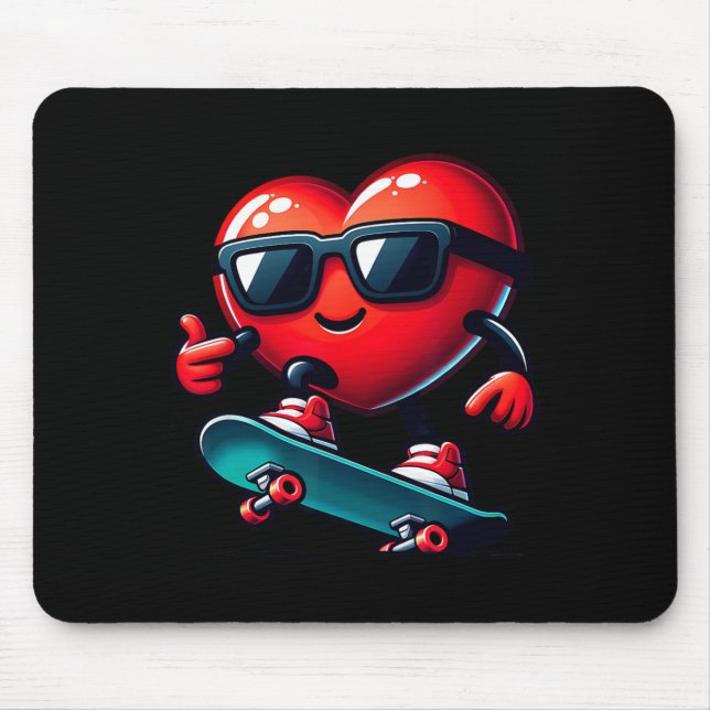 Heart Skateboarding Skateboarder Valentines Day Va Mouse Mat (Front)