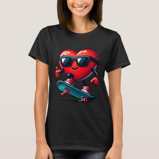 Heart Skateboarding Skateboarder Valentines Day Va T-Shirt