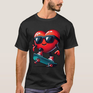 Heart Skateboarding Skateboarder Valentines Day Va T-Shirt