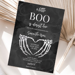 Heart Skeleton Hand Little Boo Halloween Shower Invitation