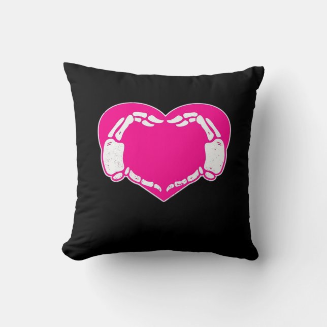 Heart Skeleton Hands Gothic Valentine  Classic Cushion (Front)