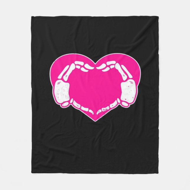 Heart Skeleton Hands Gothic Valentine  Classic Fleece Blanket (Front)