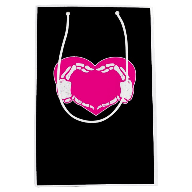 Heart Skeleton Hands Gothic Valentine  Classic Medium Gift Bag (Front)