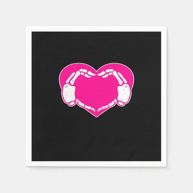 Heart Skeleton Hands Gothic Valentine  Classic Napkin (Front)