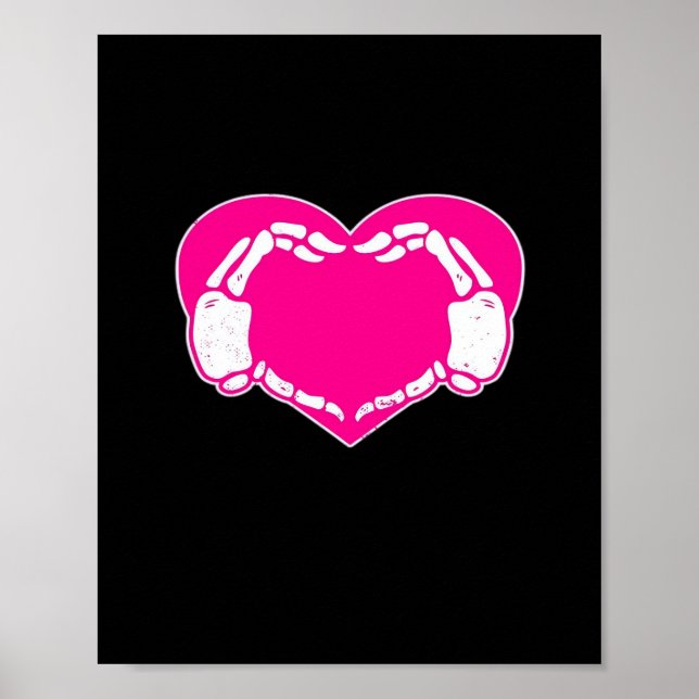 Heart Skeleton Hands Gothic Valentine  Classic Poster (Front)