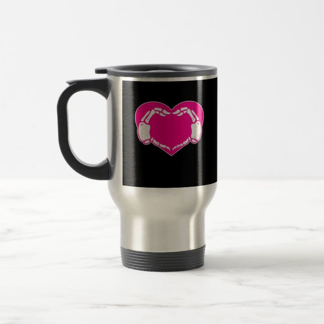 Heart Skeleton Hands Gothic Valentine  Classic Travel Mug (Left)