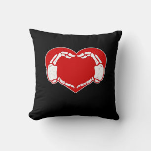 Heart Skeleton Hands Gothic Valentine Red Classic Cushion