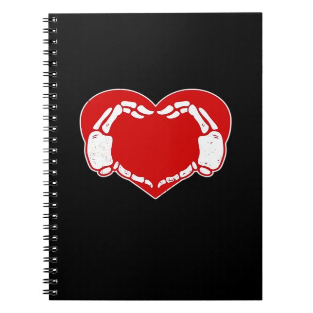 Heart Skeleton Hands Gothic Valentine Red Classic Notebook (Front)
