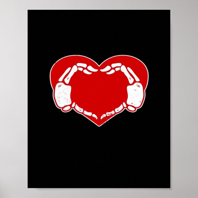 Heart Skeleton Hands Gothic Valentine Red Classic Poster (Front)