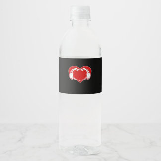 Heart Skeleton Hands Gothic Valentine Red Classic Water Bottle Label