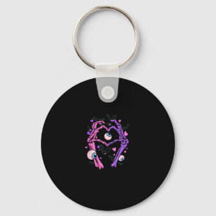 Heart Skeleton Hands - Halloween Pastel Goth Eyeba Key Ring