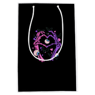 Heart Skeleton Hands - Halloween Pastel Goth Eyeba Medium Gift Bag