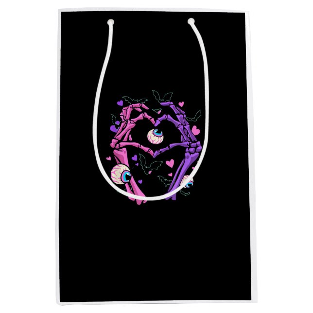 Heart Skeleton Hands - Halloween Pastel Goth Eyeba Medium Gift Bag (Front)