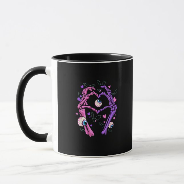 Heart Skeleton Hands - Halloween Pastel Goth Eyeba Mug (Left)