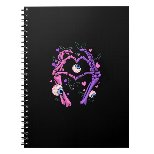 Heart Skeleton Hands - Halloween Pastel Goth Eyeba Notebook (Front)