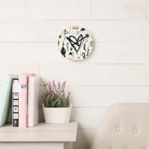 Heart Sketch Rhythm Wall Clock - Modern Monochrome