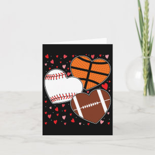 Heart Sketll Sell Footll Boys Men's Valentines Day Card