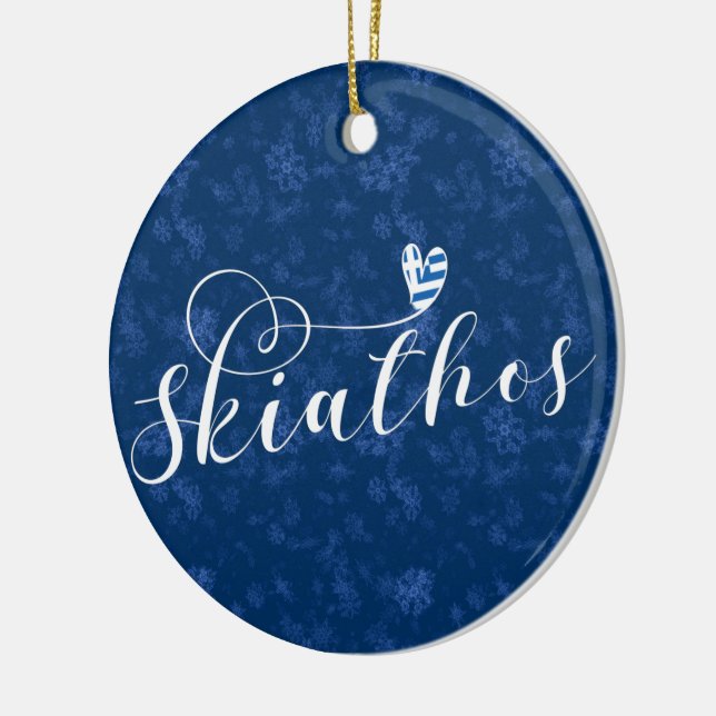 Heart Skopelos With Greek Flag Ceramic Tree Decoration (Left)