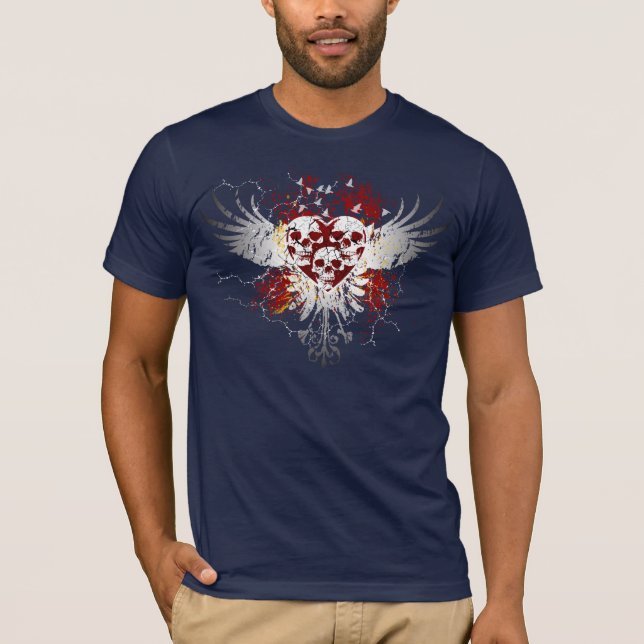 Heart Skulls Men's Dark Shirts (Front)