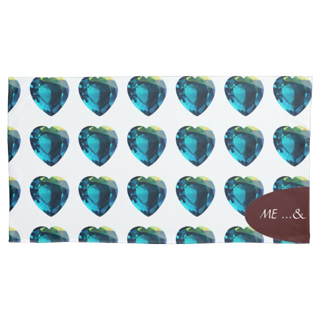 Heart Sky-blue Pillowcase (Front-Left)