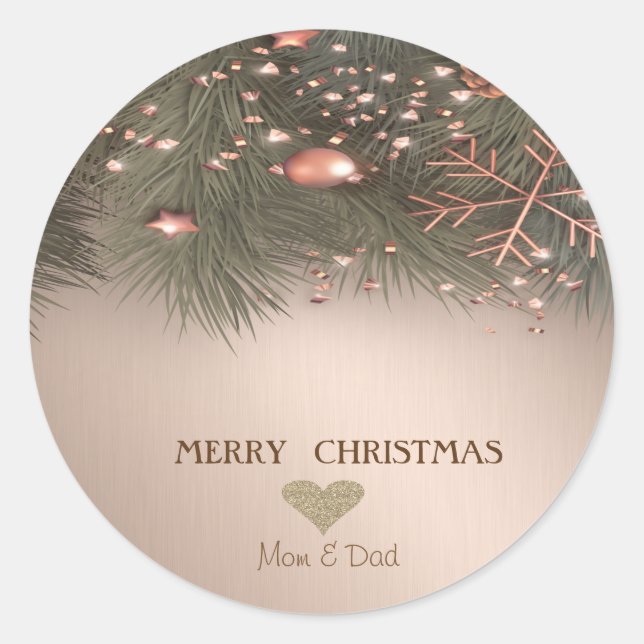 Heart,Snowflake,Balls,Pine Tree Holiday Classic Round Sticker (Front)