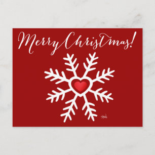 Heart Snowflake Christmas   berry Holiday Postcard