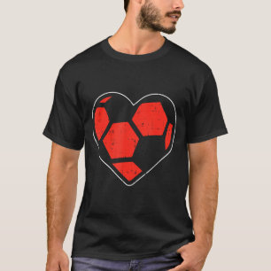 Heart Soccer Ball Football Valentines Day Sports L T-Shirt