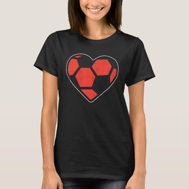 Heart Soccer Ball Football Valentines Day Sports T-Shirt (Front)