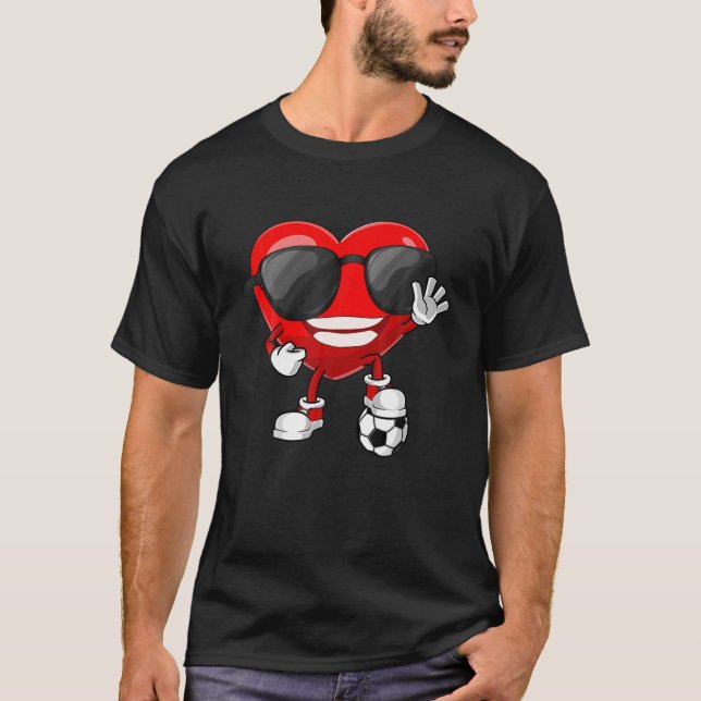 Heart Soccer Lover Valentine's Day Kids Boys Mens T-Shirt (Front)