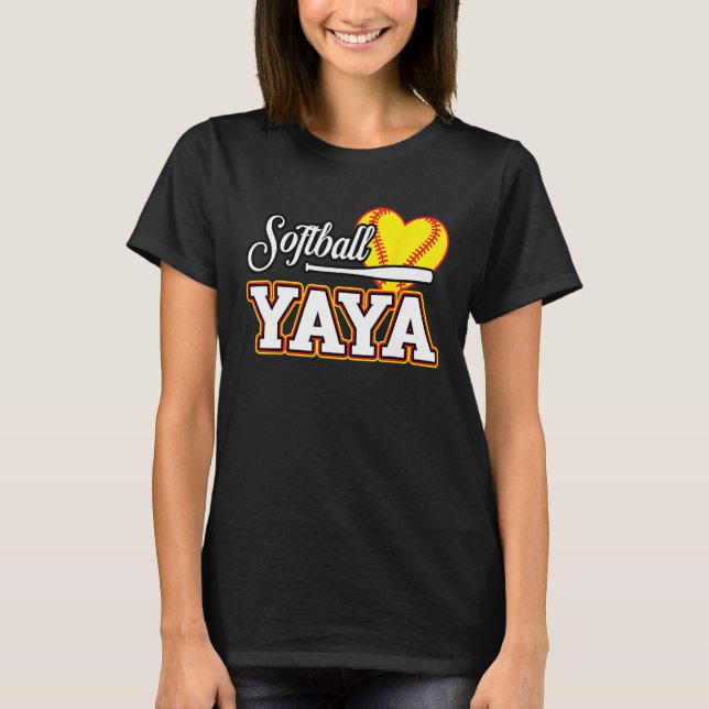 Heart Softball YaYa Cute Sport  Matching Family T-Shirt (Front)