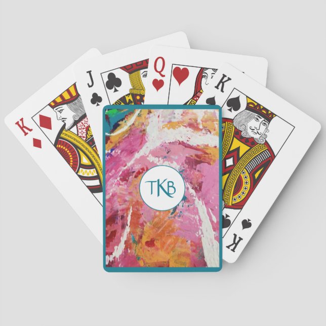 Heart Songs Abstract Monogrammed Playing Cards 2 (Back)
