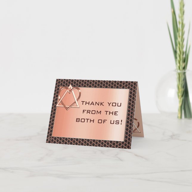 Heart & Soul Copper Jewish Wedding Thank You Card (Front)
