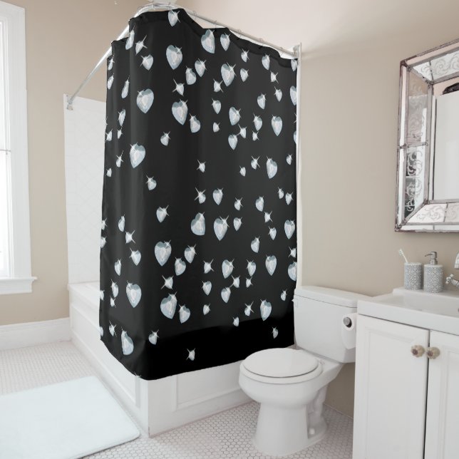 Heart Sparkle Diamonds Shower Curtain (In Situ)