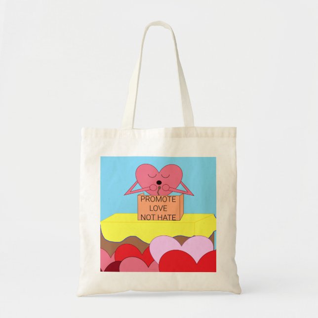 Heart Speaking About Love: White Tote Bag (Front)