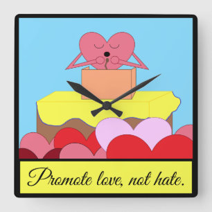 Heart Speaks About Love:   Square Wall Clock