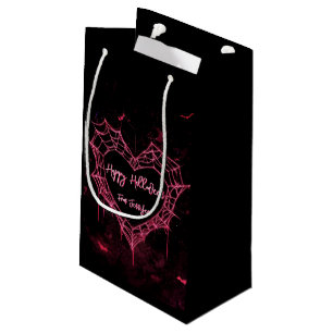 Heart Spider Web Pink Gothic Girls Halloween  Small Gift Bag