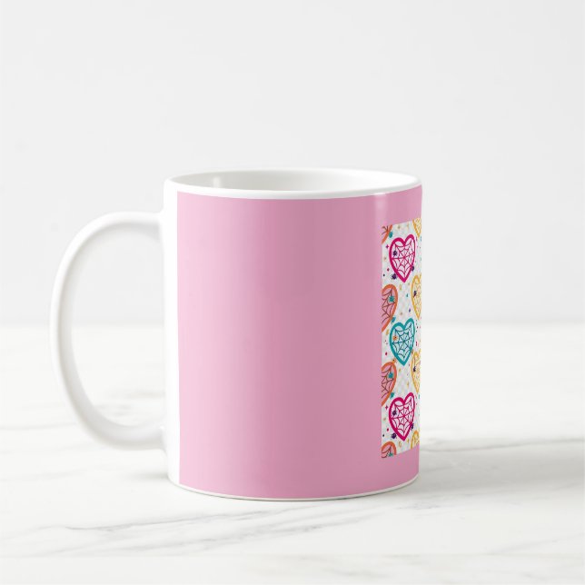 Heart Spiderweb Colourful Halloween Pattern Coffee Mug (Left)