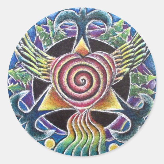 Heart Spirit Bird Mandala Sticker (Front)