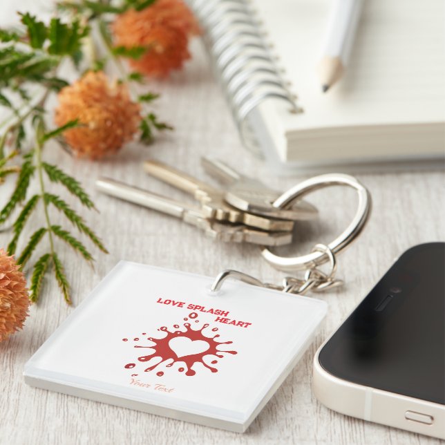 Heart Splash Art – Creative Love Expression Design Key Ring (Front Right)