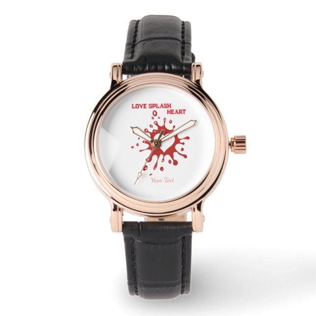 Heart Splash Art – Creative Love Expression Design Watch (Front)