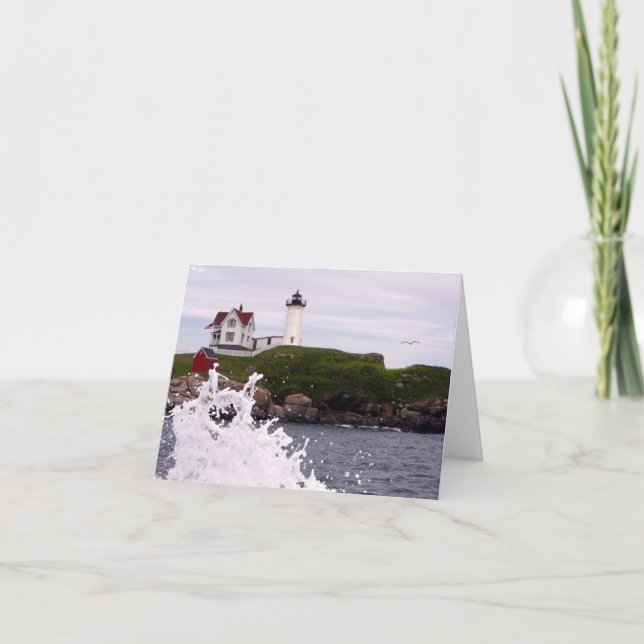 Heart splash at Nubble Light at Cape Neddic Note Card (Front)