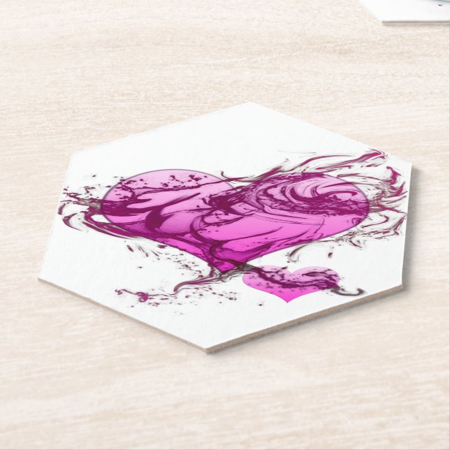 Heart Splash Paper Coaster (Angled)
