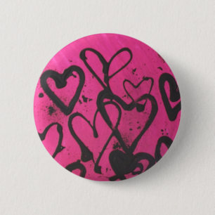 heart splatters 6 cm round badge