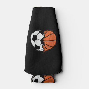 Heart Sports Soccer Basketball Ball Lover Valentin Bottle Cooler